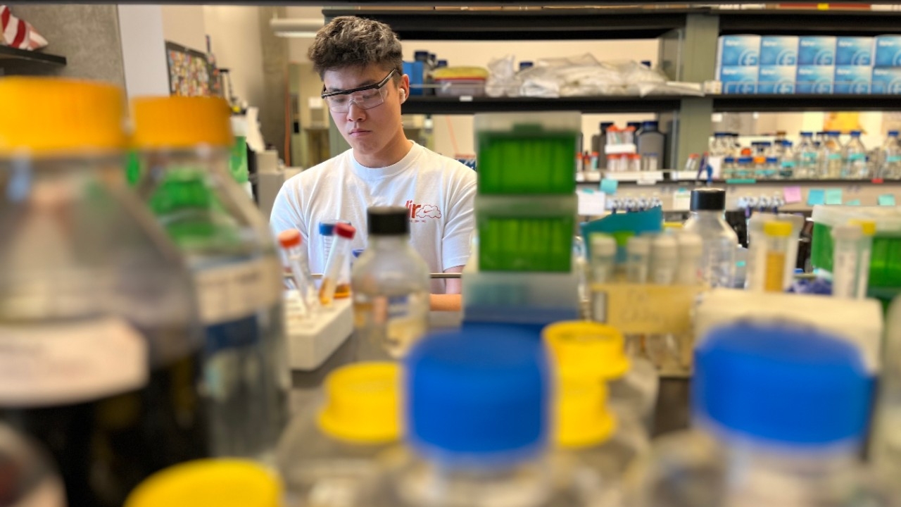 Chemistry major conducts summer research in the lab.