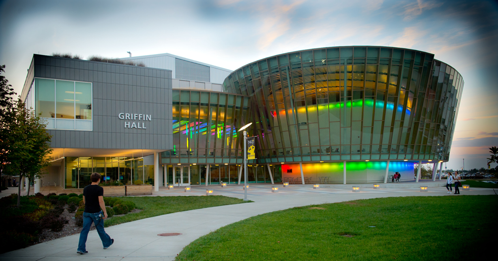 Griffin Hall lit up